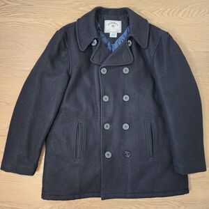 Aberdeen Collection Wool Pea Coat Mens XLT Big Heavyweight Double Breasted Black